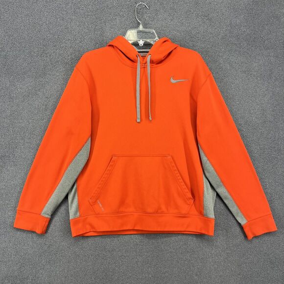 NIKE Therma Fit Hoodie Mens Medium Orange gray - Picture 1 of 16